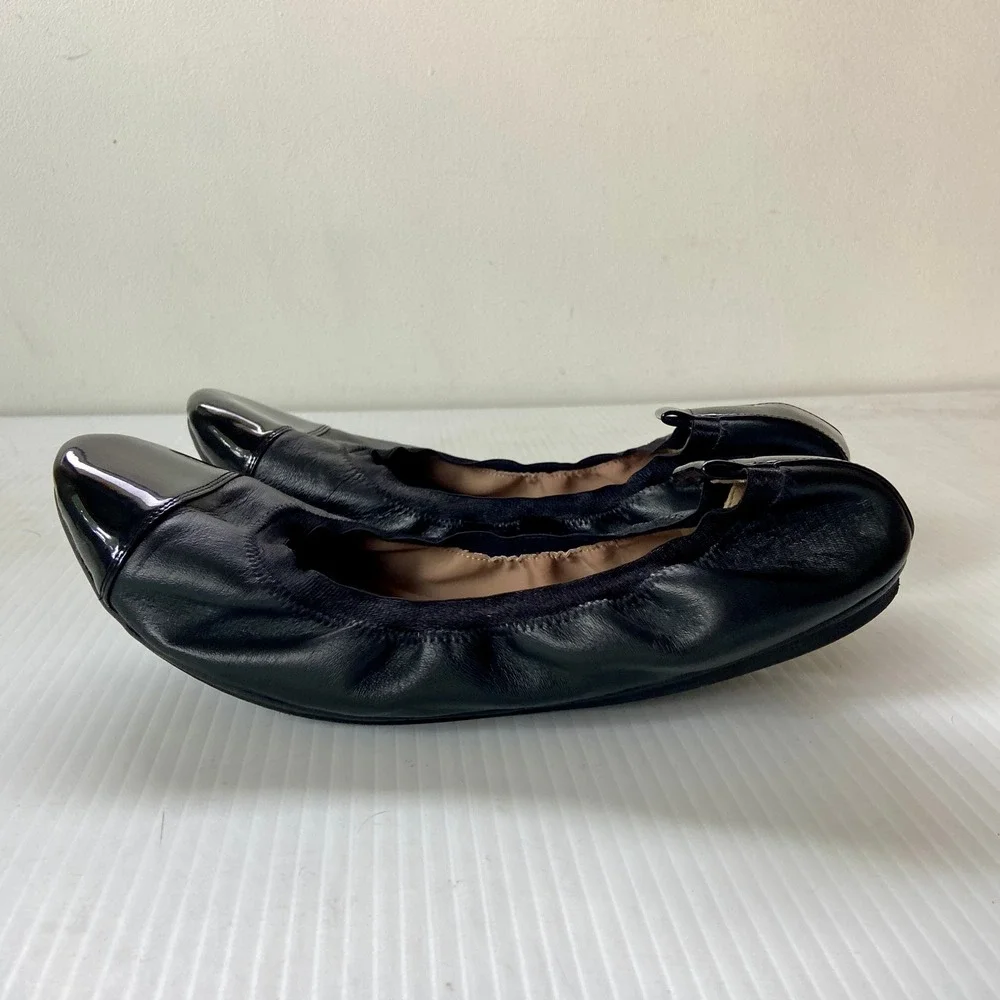 Susina Black Leather Patent Cap Toe Ballet Flats Womens 11M